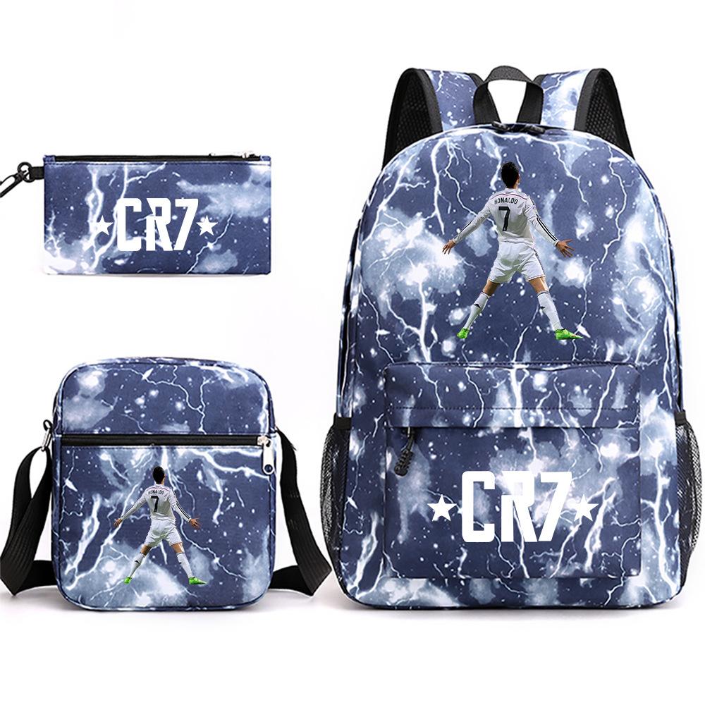 3 Piece School Backpack Set for Students Large Capacity Oxford Cloth Schoolbag with Shoulder Strap and Pencil Case