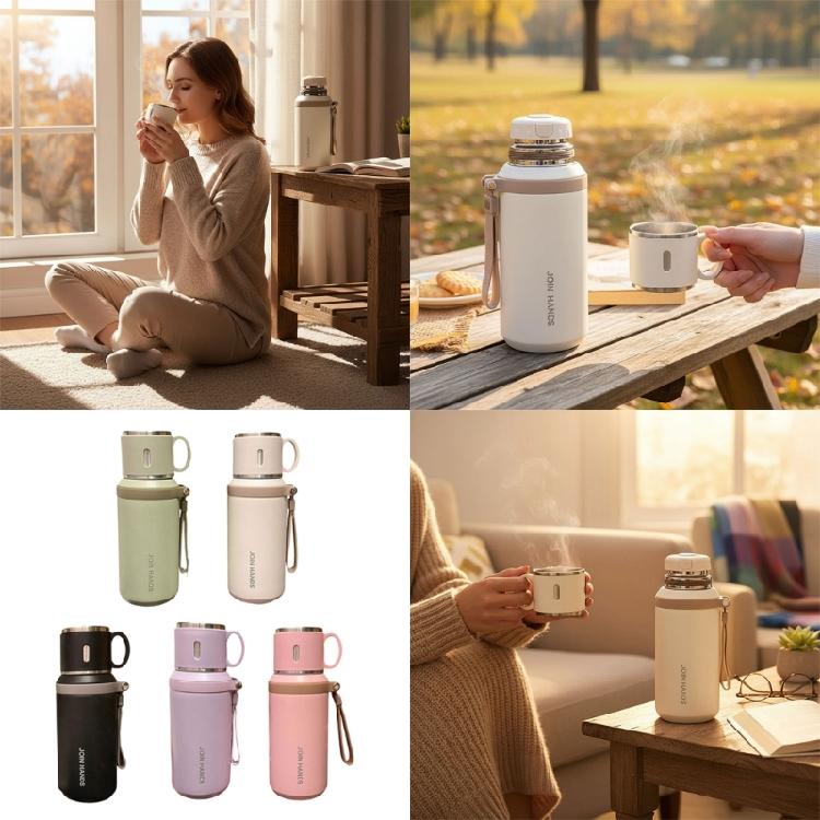 Unique Double Walled Insulated Nonrust Steel Cup 24oz Capacity Heat Cold Retention Technology Silicone Grip Easy Carry