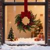 Artificial Christmas Wreath 10 Inch Winter Greenery Wreath Front Door Holiday Porch Wall Decor with Red Berries And Velvet Bow