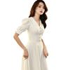 Women's High-End Light Luxury White Summer Doll Collar Evening Dress