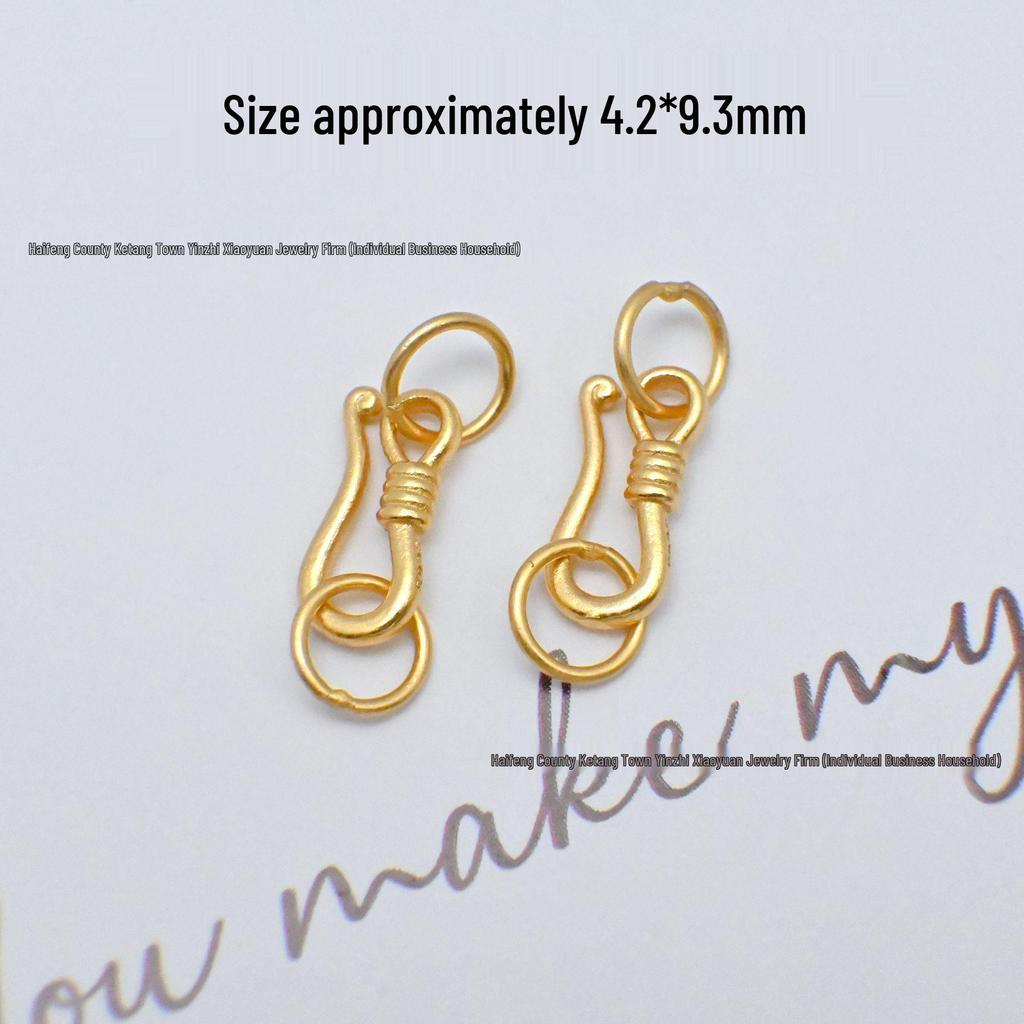 S925 Sterling Silver Ancient Gold Through Hole DIY Peace & Joy Double Ring Buckle Pendant Spacer Beads
