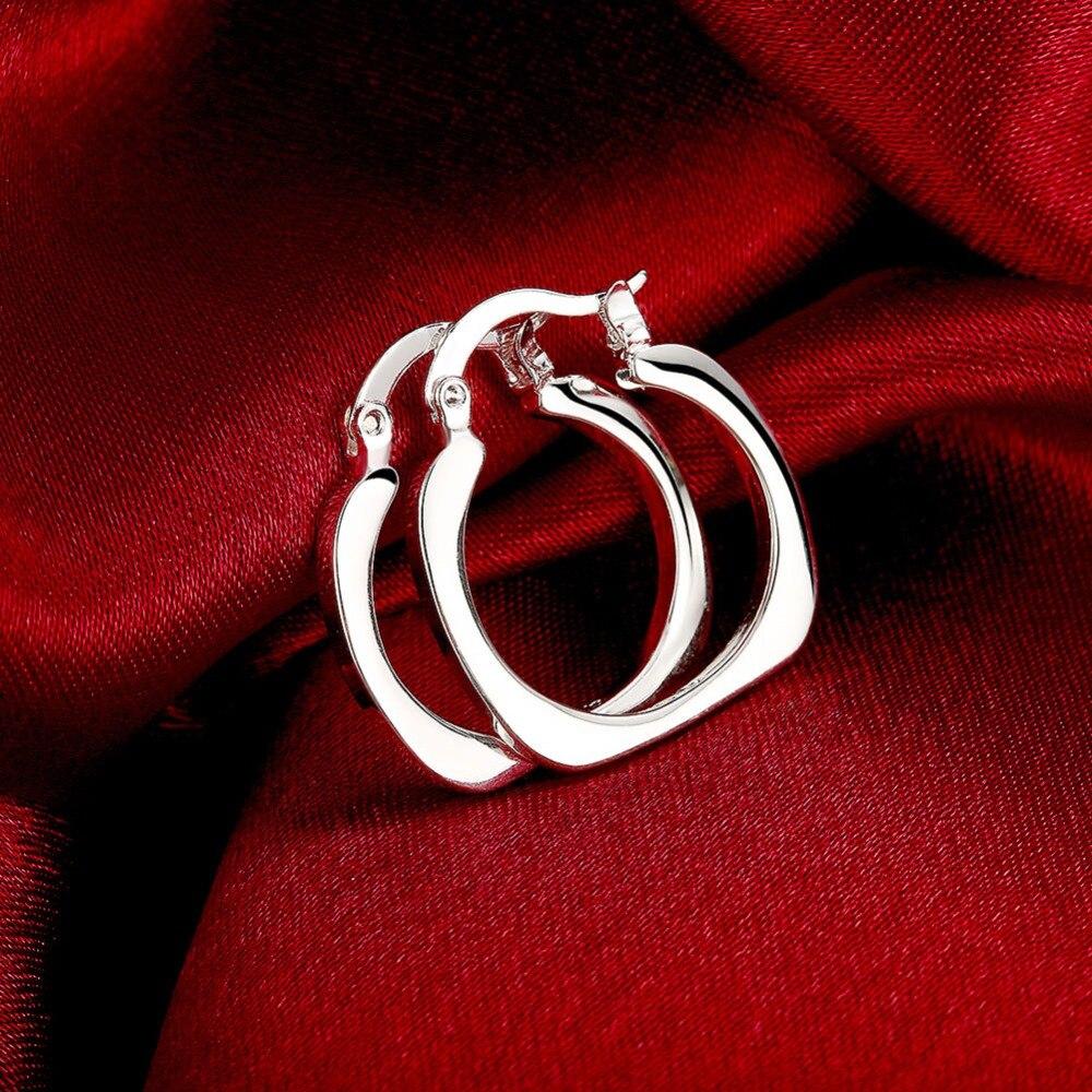 925 Silber Schmuck Ohrringe für Frauen Fashion Square Hoop Ohrring weibliche Party Geschenke