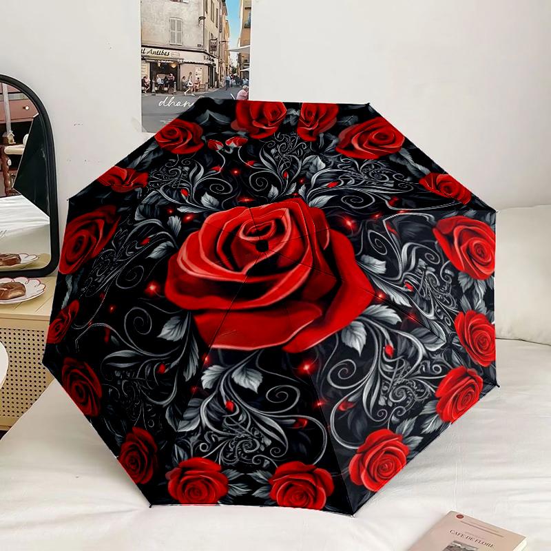 

Blue And White Floral Wreath Umbrella 19-Frame for Travel, camping, Casual Lightweight Portable Umbrella, Essential for every family Holidays Gift