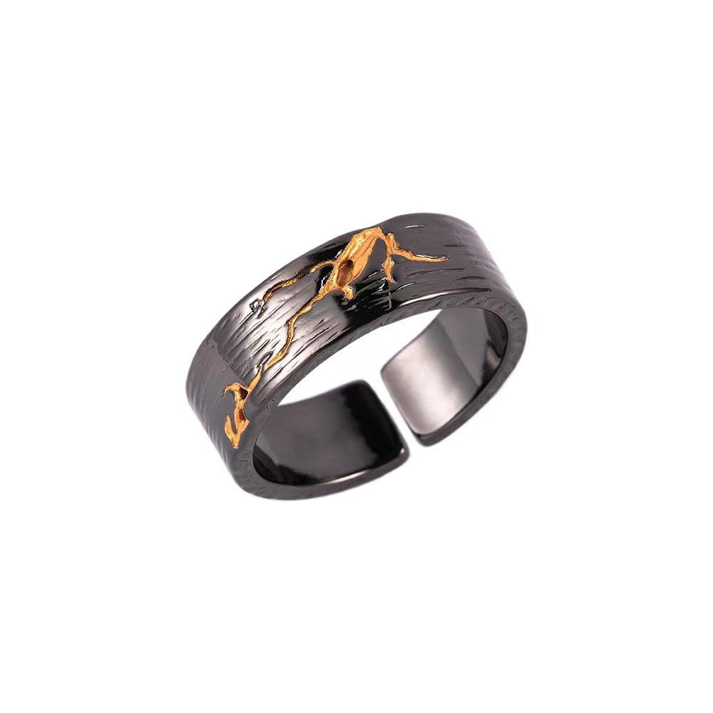 

Ретро Кольцо с резной кракелюрной росписью для женщин и мужчин, винтажное ручной работы, открытое, панк, готические аксессуары, дизайнерский циркон, подарок любви resizable