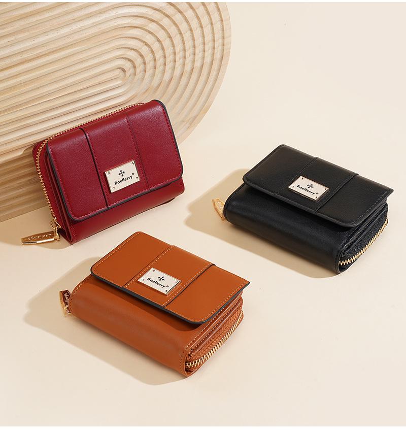 Baellerry Women's Short Tri-Fold Wallet with Multiple Card Slots and Coin Purse