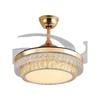 Crystal Fan Lamp Bedroom Dining Room Invisible Ceiling Ceiling Fan Lights Living Room Wind Mute Fan with Lights Chandelier