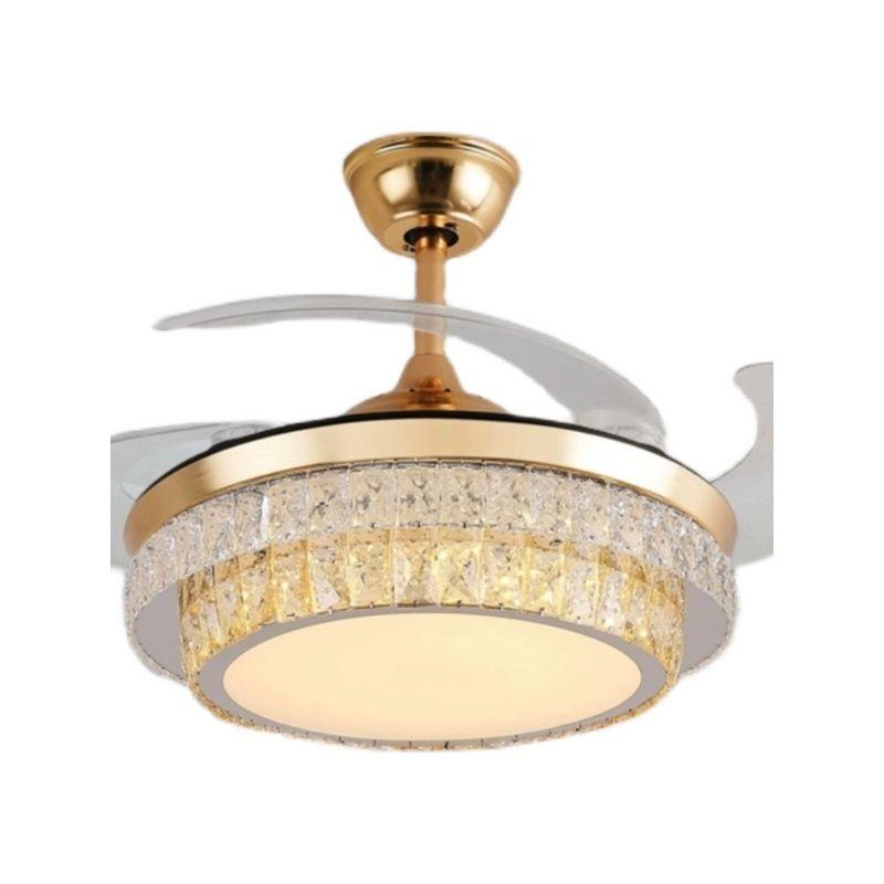 Crystal Fan Lamp Bedroom Dining Room Invisible Ceiling Ceiling Fan Lights Living Room Wind Mute Fan with Lights Chandelier