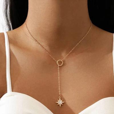 New Fashion Trendy Jewelry Rhinestone Star Pendant Charm Y Lariat Necklace Gift For Women Girl X01