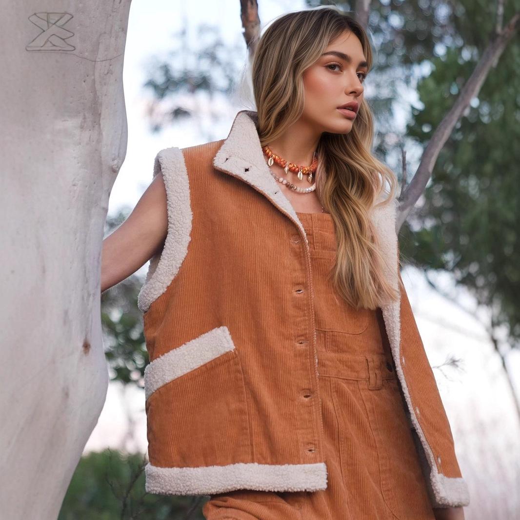 European and American fashion jackets, warm fur integrated sleeveless vest european and american code s