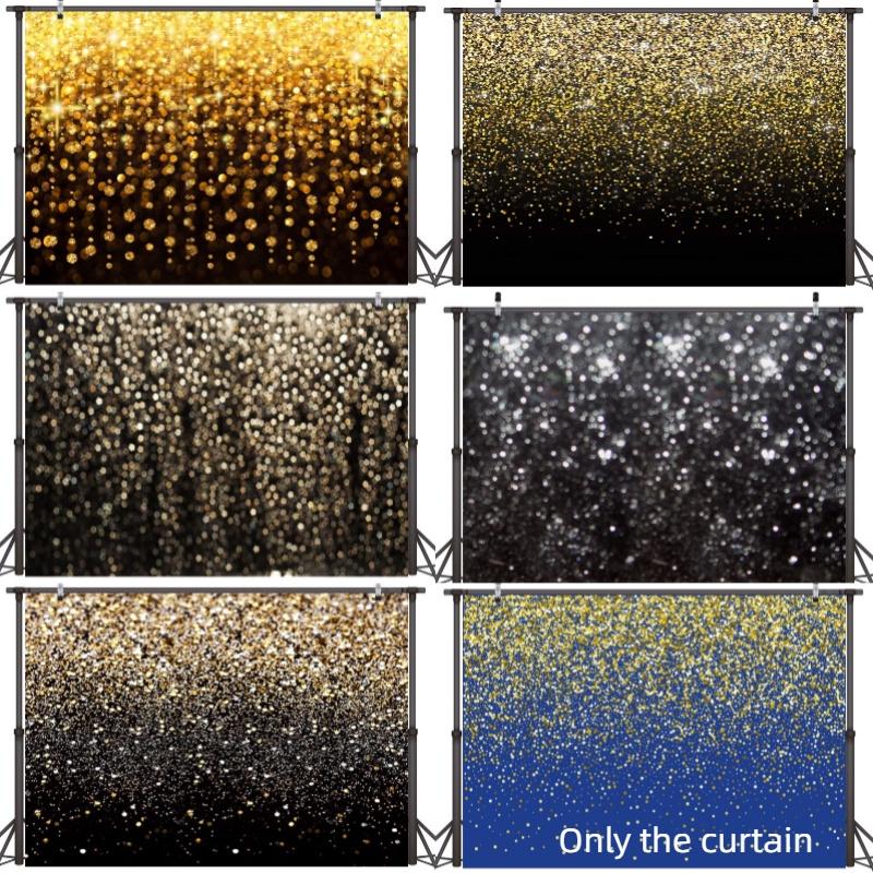 Vintage Abstract Party Photography Backdrop Cloth For Festive Decoration Black Gold Background With Glittering Highlights Characters)