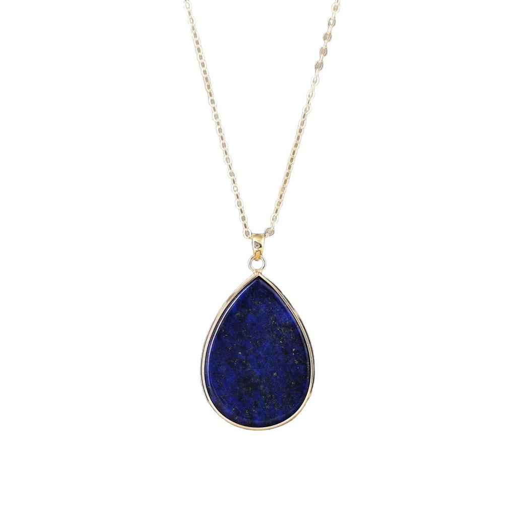 Hot-selling simple natural stone water drop pendant copper-plated real gold necklace couple daily jewelry gifts