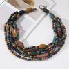 Mehrlagige handgefertigte Holzkugelkette Vintage Statement-Collier Boho Schmuckzubehör