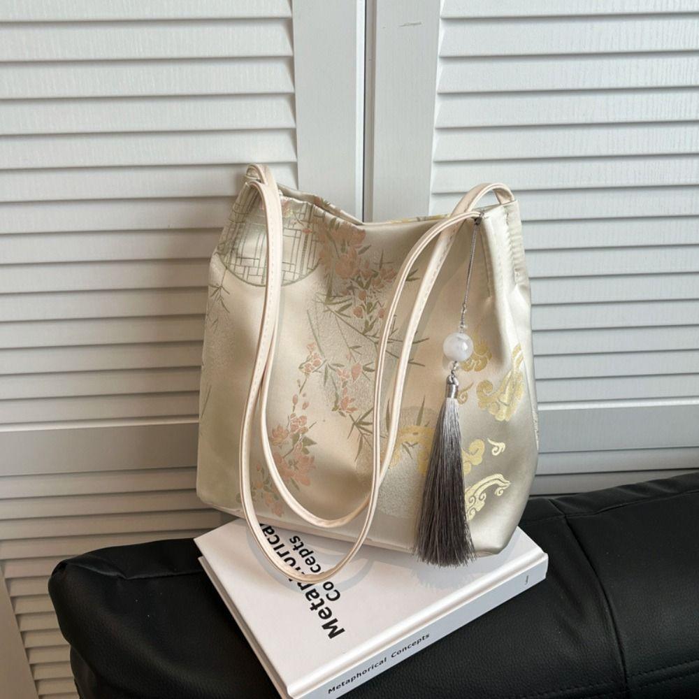 Cloth Embroidery Tote Bag Elegant Hanfu Printing Handbag Casual Chinese Style Shoulder Bag  Daily