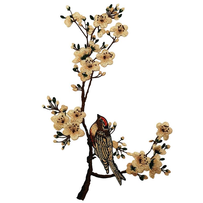1PC Cloth Stickers For Cheongsam Plum Blossom DIY Water-soluble Sewing Accessories Applique Patch Embroidery Flower Dancing Bird