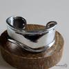 Wide Bangle Bracelet for Gold or 18K GP Simple Bone Cuff Women, Silver, Mirror-Finished, Gold, (Silver)