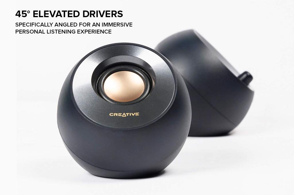 Creative Pebble V2 Minimalistic Desktop Speaker with AUX Up to 8W RMS Power for Computers and Includes Adapter and Extension Cable - 2.0 USB-C, 3.5mm