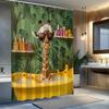 1 Stück Giraffe in der Badewanne Duschvorhang mit Enten - Verspielte Giraffe mit Handtuch & Modischer Brille, Rustikales Dschungel-Badezimmer Dekor