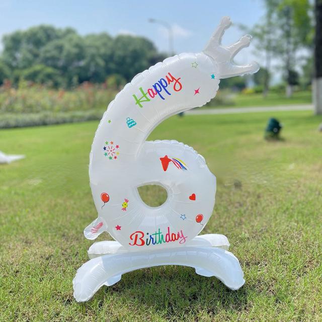 32 Inch Standing White Number Balloons Birthday Decoration Balloons Kids Birthday First Party Girl Banquet Shower Baby Decor 