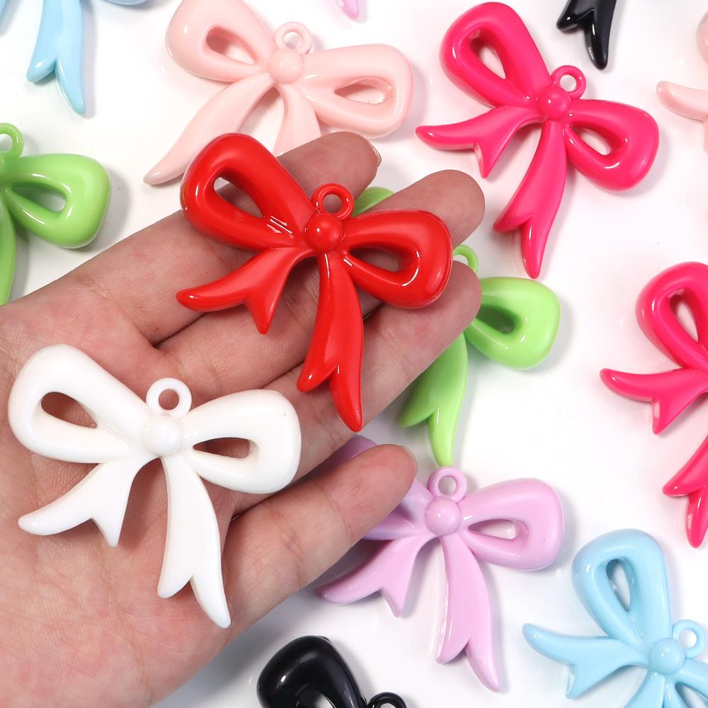 4pcs 49x40mm Bowknot Acrylic Charms Colorful Bow Charms Pendants For Jewelry Making DIY Necklace Phone Key Chain Accessories