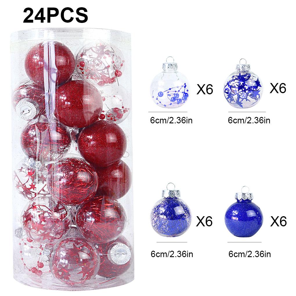 24 Pieces Christmas Balls Small Colored Tree Decorative Pendant Baubles Farmhouse Yard Living Room Bedroom Ornaments