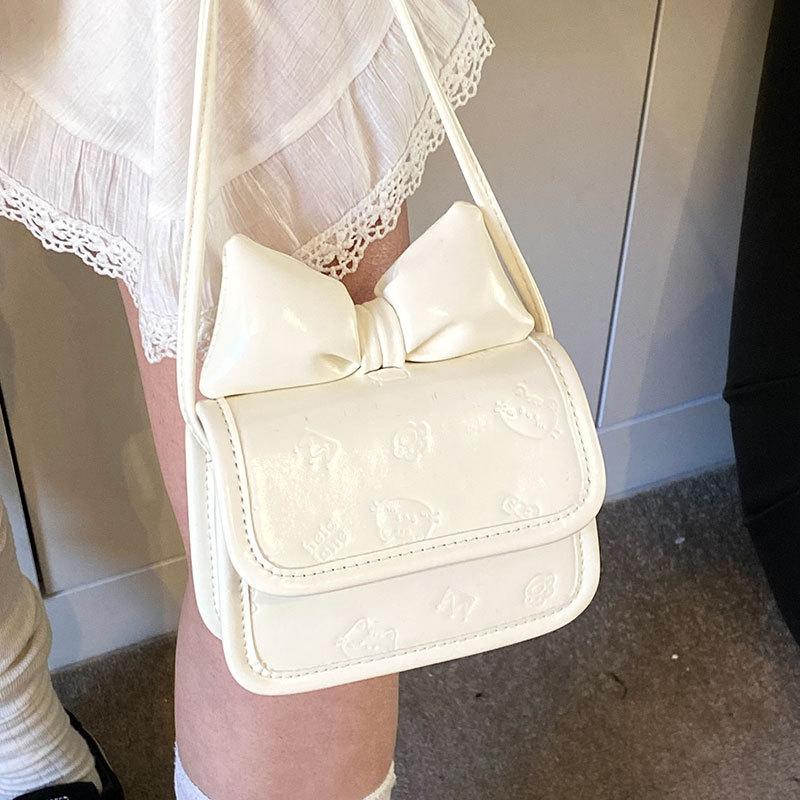 Hot-selling new Korean cute girl style bow mini square bag fashionable versatile embossed messenger bag women