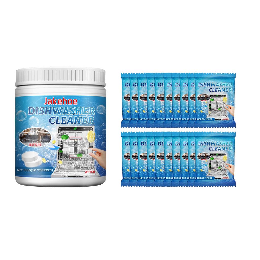 Jakehoe Dishwasher Cleaner Sheets 100g - Effectively removes grease, grime, limescale, and other stains. Powerful dishwasher deodorizer.