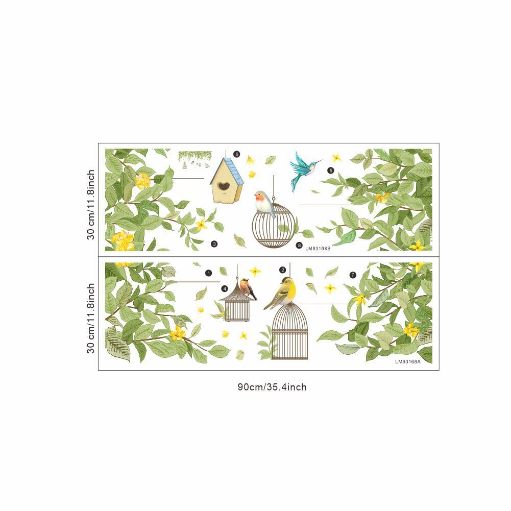 Wall Stickers Featuring Natural Green and PVC DIY Wall Sticker Removable Wallpaper Stylish Living Wall Wall Wall Wall Square Rental Houseplants,