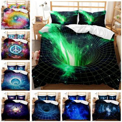 Starry Sky Star Hole Cover Quilt Cover Three-piece Set Home 3D Printing Digital Bed Sheet