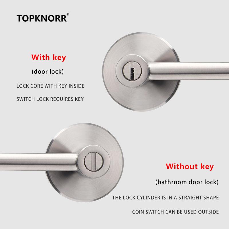 304 Stainless Steel Three-pole Handle Lock Single Tongue Bathroom Interior Door Lock Aisle Fire Door Door Lock With Key