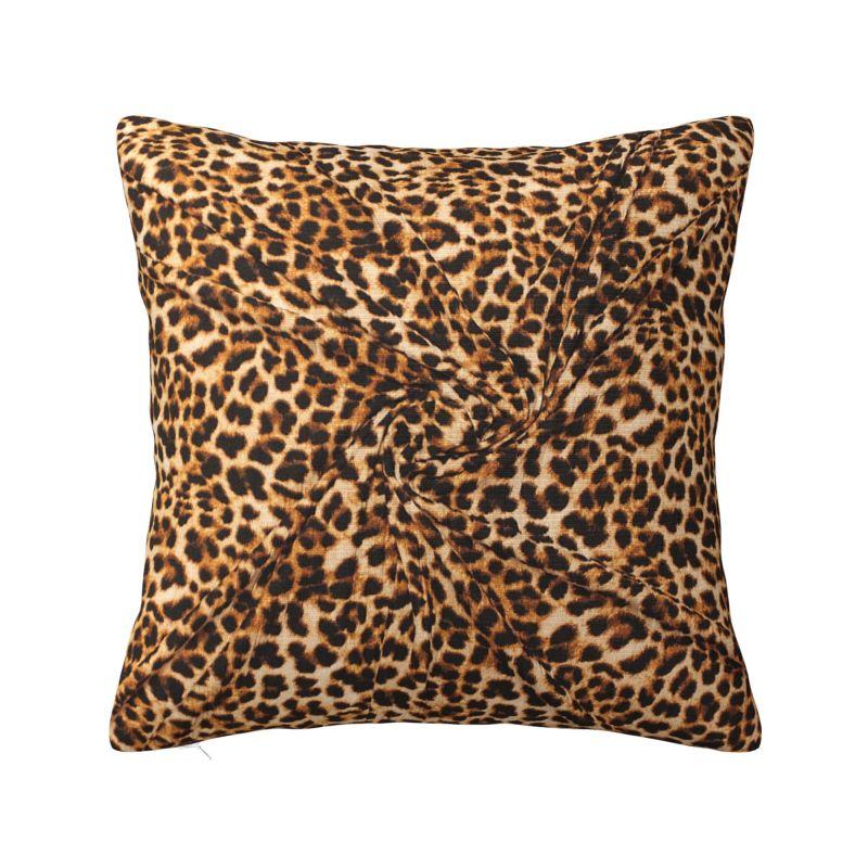 Fluffy Leopard Skin Leather Texture Sofa Cushion Cover Polyester Tropical Wild Animal Throw Pillow Case Bedroom Decoration