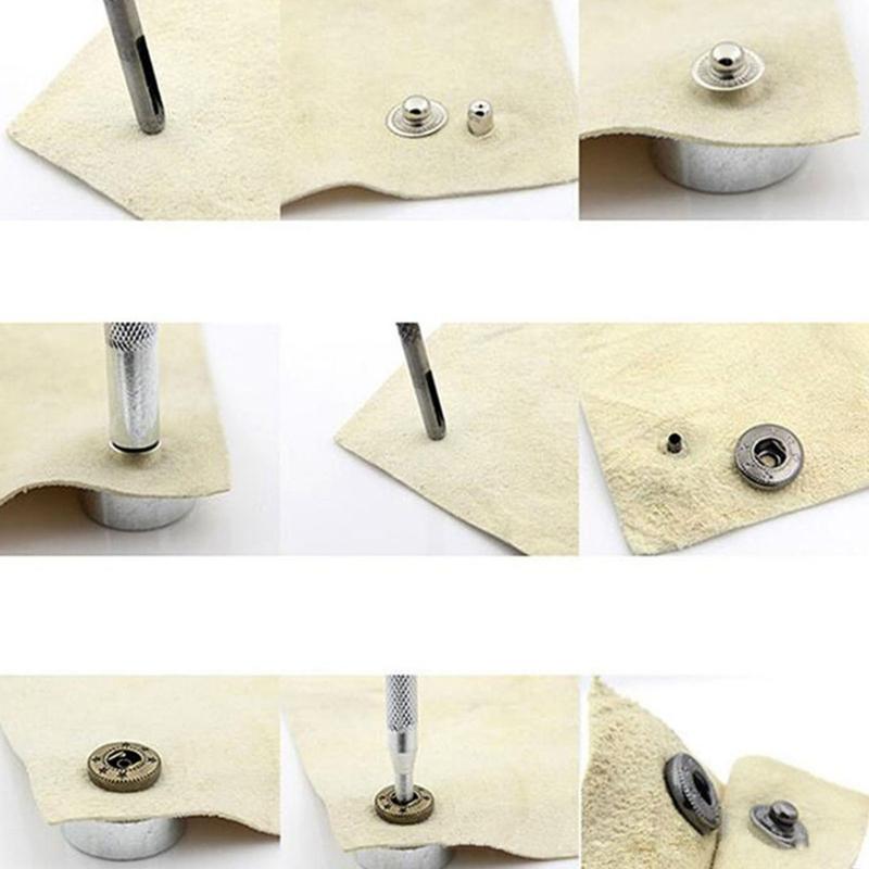 11 Pieces Leather Puch Tool Set Leather Craft Tool with Base Leather Punch Snap Kits Leather Craft Punch Hole Tool Kits