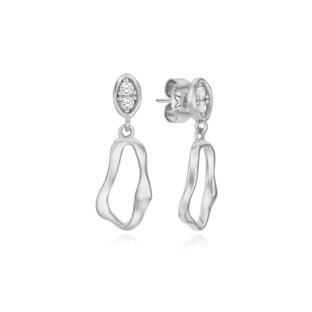 Wavelet Point White Silver Earrings Teesvw08040M