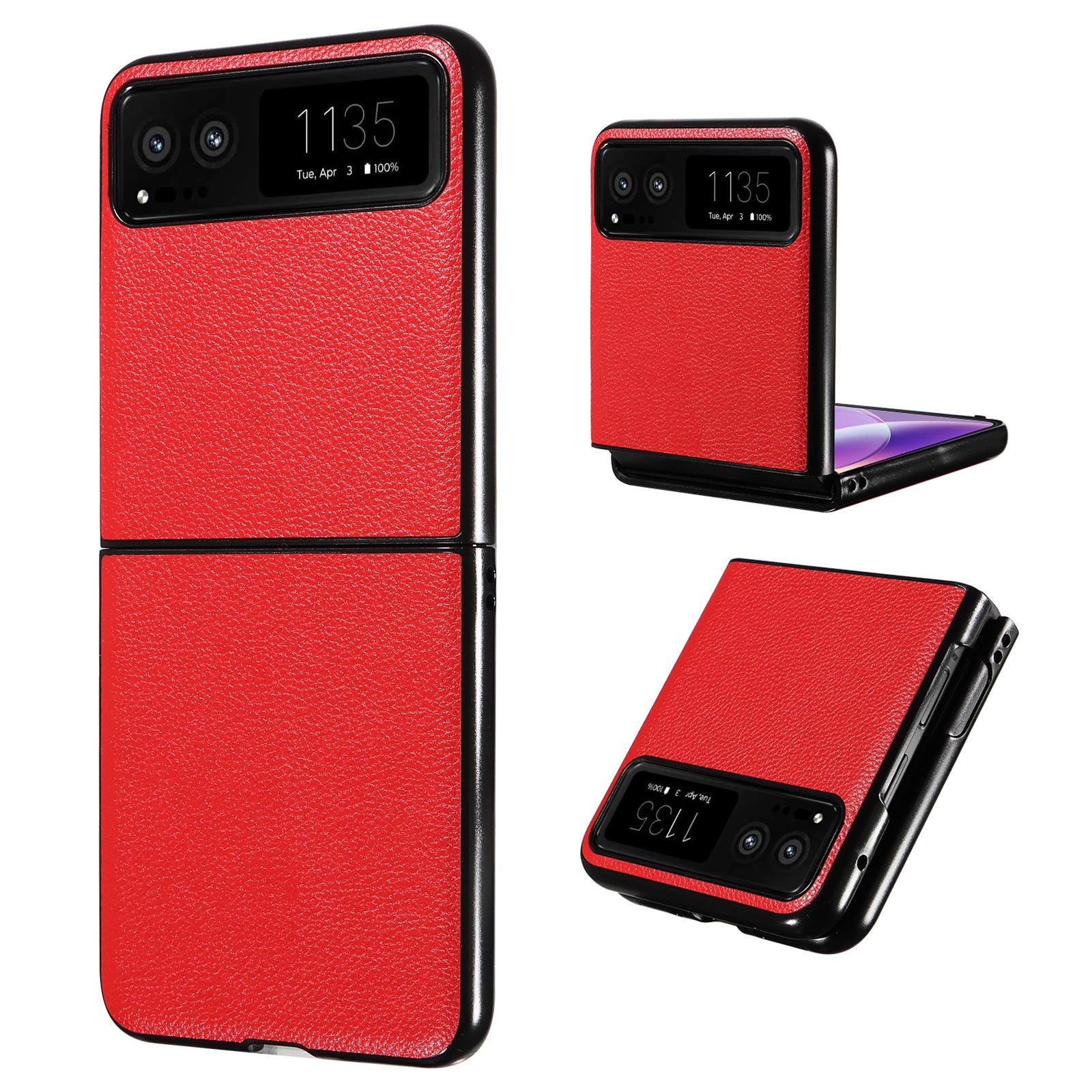 

For Motorola Razr 40 5G Litchi Texture Phone Case PU Leather Coated PC Anti-drop Cover Red