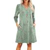 Women's Fashion V-neck Casual Beach Dress Three-quarter Sleeves Floral Print Dress