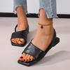 Fashion Women Leather Sandals Square Toe Flats Sheepskin Concise Sandals Ladies Fashion Casual Summer Shoes Women Sandalias De Mujer