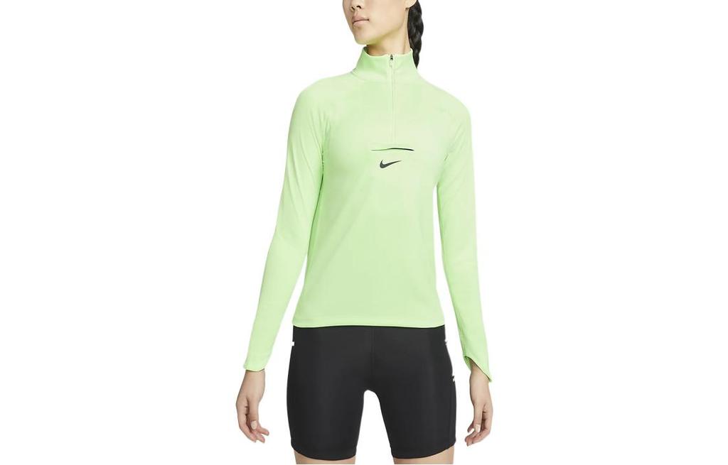 Nike T Shirts Women's Green Stand Collar Moderate Straight Fit DM7569-345