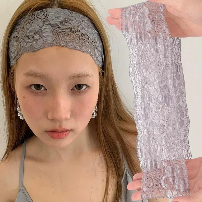 Neues Koreanisches Stil Elastisches Spitzenbesatz Stirnband Damen Vielseitig Weiches Breites Haarband Modeaccessoire für Tägliches Styling Komfort Tragen
