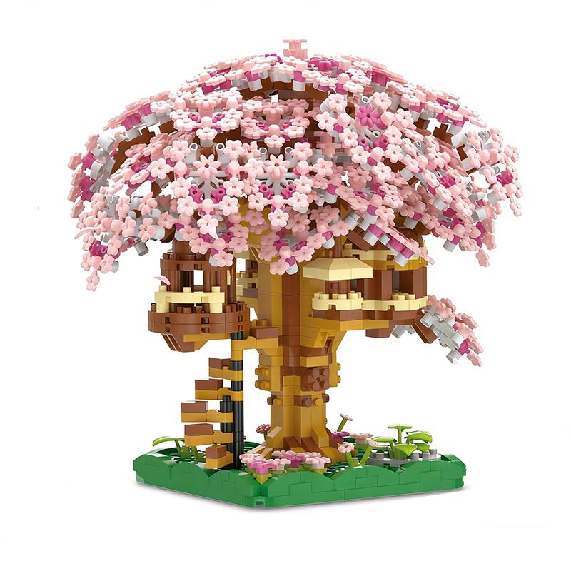 Compact Size High-Standard Sakura Tree Superior-Grade Construction-Set Bricks City-District Superior-Grade Assembly Superior-Grade Building-Bricks
