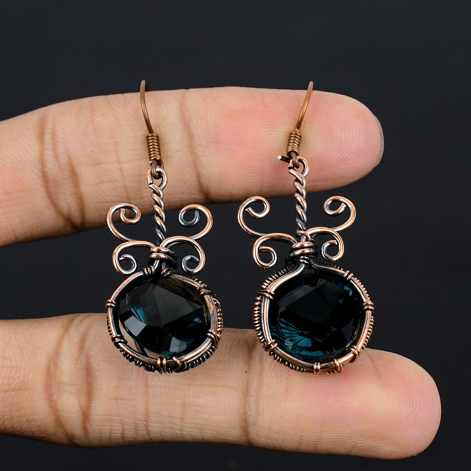 

Olive Tourmaline Earrings Gemstone Jewelry, 999 Copper Wire Wrapped Earrings, Handmade Beautiful Jewelry Earrings 2.44 Inches