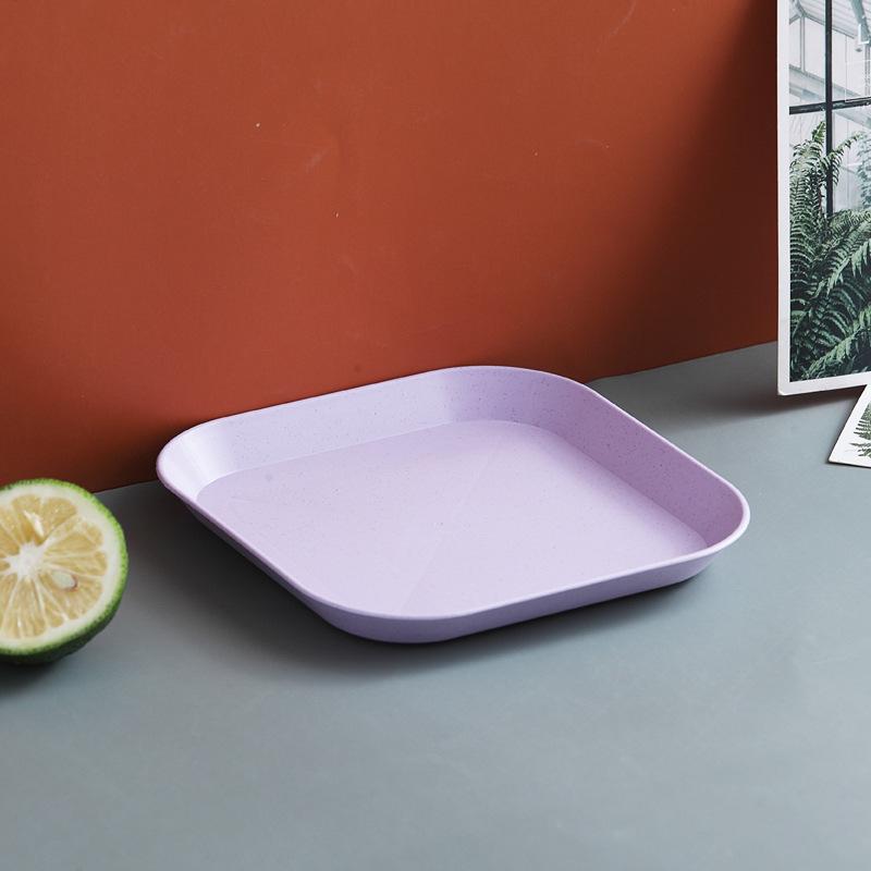 Dessert Plate Pure Natural Wheat Square Snack Straw Bowl Sauce Seasoning Dish Degradable ECO Friendly Tableware 1pc фиолетовый