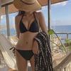 High-End Pearlized Three-Piece Bikini Set for Large Bust - Trendy Hot Spring and Beach Style