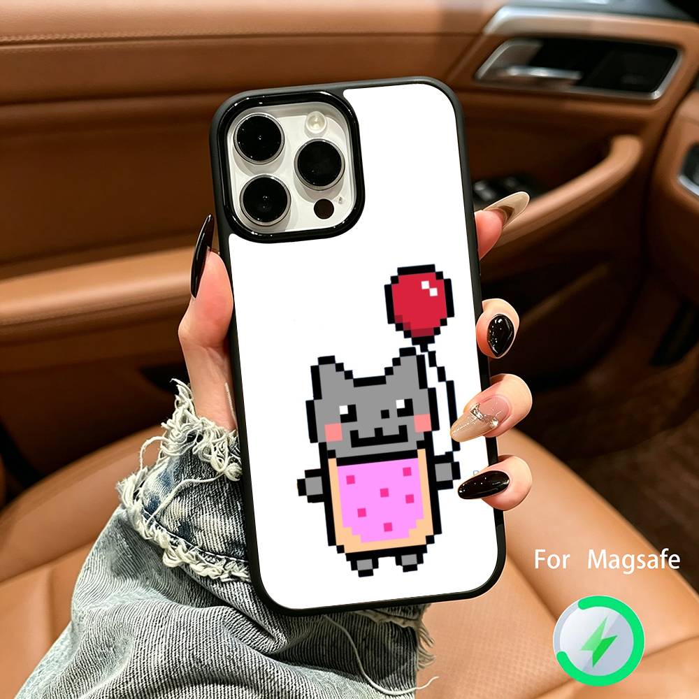Cute N-Nyan -C-Cat Phone Case For IPhone17 16 15 14 13 12 11  Pro Max 16/15/14Plus Wireless Charger Cover Funda