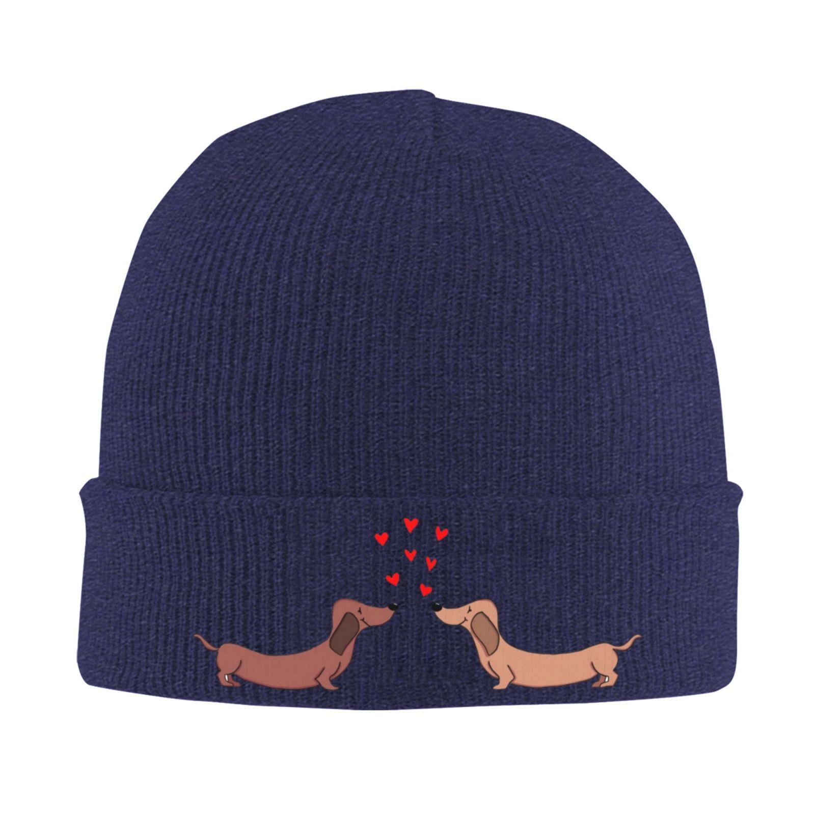 

Couple of Dachshund Beanie Vintage Graphic Knit Hat Retro Streetwear Soft Warm FatherDay Gift Idea Present for Man and Woman