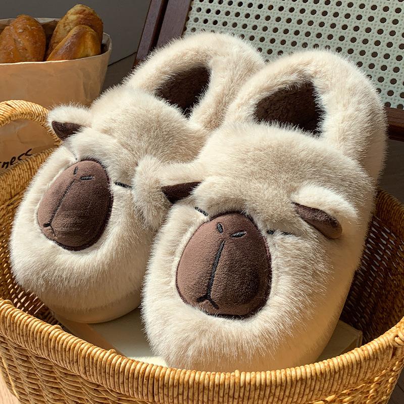 

New cotton slippers women s plush warm indoor home cute thick-bottomed bag and outer wear mop 36-37