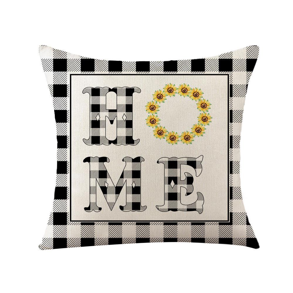 Home Decoration Pillowcase Set Watercolor Plaid Sunflower Pillowcase Spring High-end Home Cushion Cover