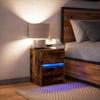 Nightstand with LED Lights Smoked Oak Wood Material