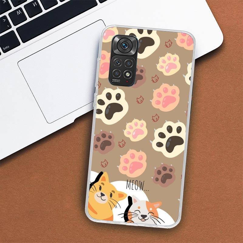 Cat Footprint Funny Paw Cute Phone Case For Xiaomi Redmi Note 13 12 12S 11 11S 10 10S 9 9S 11T 11E Pro Plus 8 8T 7 + Coque Cover