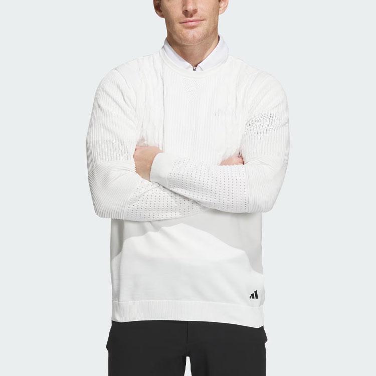 Adidas Primeknit Gradation Pattern Solid Color Golf Long Sleeve Knit Top Men tops White IN6652