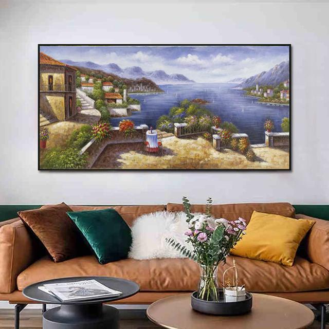 

Абстрактный дом сад река деревья холст картины скандинавские настенные художественные фотографии плакат и принты гостиная домашний декор без рамки 40cm×80cm NoFrame