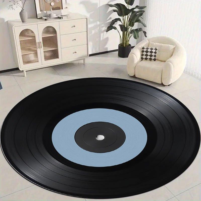 Vintage Vinyl Records Flannel-printed Round Floor Mats Are Slip-resistant Suitable Living Room Bedroom Terrace Garden Carpets
